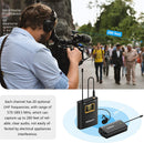 Wireless Lavalier Microphone System - HUUSMOT Wireless Mic System with Dual Lavalier Lapel Microphone and One Mini Rechargeable Receiver for iPhone, DSLR Camera, Video Recording, YouTube, Vlog