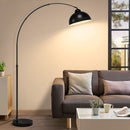 Modern 73" Arc Floor Lamp with Metal Hanging Dome Shade, Industrial Adjustable Over the Couch Stand Up Light, Marble Base Farmhouse Tall Task/Reading Standing Lamp for Living Room Bedroom Office Black
