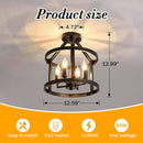 UOFUS Metal Semi Flush Mount Ceiling Light Fixture 4 Candle Holder Matte Chandelier Farmhouse Ceiling Lamp for Dining Room Bedroom Kitchen Hallway Entryway Black