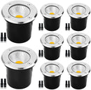 ELEGLO 8 Pack 9W Led Well Lights, Low Voltage Landscape Lights,12V/24V Landscape Lighting,IP67 Waterproof Outdoor in-Ground Lights for Garden Up Lights Deck,Yard,Patio(Warm White)