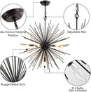 Maxax Sputnik Chandelier Ceiling Light, 7 Lights Firework Pendant Lighting, ETL Listed, Modern Starburst Metal Lamp, for Dining Room,Bedroom,Kitchen, Hallway, Entryway, Black