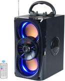 DINDIN Bluetooth Speaker, Portable Wireless Speakers with Lights, 2 Double Subwoofer Heavy Bass, 2 Loud Speaker, FM Radio, SD Player, Remote, Suitable for Travel, Indoor and Outdoor