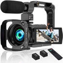 Video Camera 4K Camcorder Ultra HD 48MP WiFi IR Night Vision Vlogging Camera 3" IPS Touch Screen 16X Digital Zoom Digital YouTube Camera Recorder with Microphone,Stabilizer,Hood,Remote