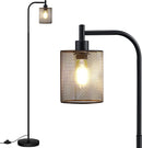 BoostArea Industrial Floor Lamp, Standing Lamp with Hanging Iron Mesh Lamp Shade, 6W LED Bulb, Whole Metal Farmhouse Floor Lamp with Foot Switch, Rustic Floor Lamps for Living Room Bedroom, Black