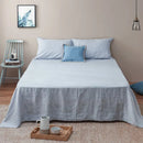 DAPU Pure Stone Washed Linen Sheets Set 100% French Natural Linen European Flax (Twin, Summer Sky, Flat, Fitted and 1 Pillowcase)