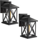 JAZAVA Outdoor Wall-Mount Light Fixtures 2-Pack Industrial Exterior House Porch Lights Wall Sconce Lantern, 10.3 inches Height Porch Lights Set of 2, Black Finish with Clear Glass