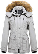 Wantdo Women's Thicken Parka Coat Winter Warm Puffer Jacket Gray XXL
