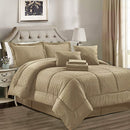 JML King Comforter Set, 10 Piece Microfiber Bedding Comforter Sets with Shams - 430GSM Heavyweight, Luxury Solid Color Quilted Embroidered Pattern, Perfect for Any Bed Room or Guest Room, Taupe