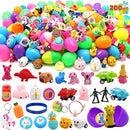 200 Pcs Prefilled Easter Eggs with Novelty Toys and Stickers, 2 3/8" for Filling Treats, Easter Theme Party Favor, Easter Eggs Hunt, Basket Stuffers Fillers, Classroom Prize