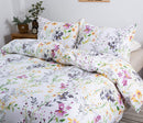Windflower Bedding Bloomfield Floral Duvet Cover 3pc Set Cotton Botanical Nature Vines Branches Birds Butterflies Multicolored Flowers (Super King, White)