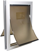 MAVRICFLEX Dog Door, Large Dog Door Dual Flaps Fits Doors Up to 2'', Aluminum Locking Dog Door with Slide in Panel for Pets Up to 110 lbs, Dog Doors for Large Dogs with Strong Magnetic for Tight Seal