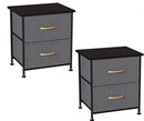 Somdot Nightstands Set of 2 with 2 Drawers, Bedside Table Small Dresser with Removable Fabric Bins for Bedroom Nursery Closet Living Room - Sturdy Steel Frame, Wood Top - Charcoal Grey/Dark Walnut