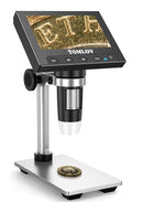 TOMLOV DM4 4.3" Digital Microscope with 32GB TF Card 1000X, Metal Stand, 8 Adjustable LED Lights, PC View, Windows Compatible