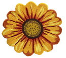 Sunflower Rugs for Bedroom Flower Shaped Rug for Bathroom Flower Rug for Kitchen Living Room, Hand Woven Sunflower Carpet, Modern Large Round Sunflower Rug and Mats, 35.5 Inches, Yellow