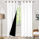 BGment Thermal Insulated 100% Blackout Curtains for Bedroom with Black Liner, Double Layer Full Room Darkening Noise Reducing Grommet Curtain ( 52 x 108 Inch, Pure White, 2 Panels )