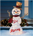 37" Be Merry Snowman White/Brown