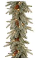 9' Frosted Garland with Clear Lights Frost/Green