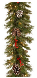9' Frost Berry Garland with Lights Green