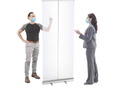 Floor Standing Sneeze Guard, LeStore 80'' H 32'' W Portable Pull-Out Banner with Clear Screen Shield for Office, Stores, Restaurant, Classroom, and More( SK1)