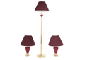 3-Piece Lamp Set Burgundy/Gold