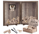 Y&K Homish Guest Book for Wedding Alternative Rustic Wedding Decorations for Reception Wedding Signs Guest Book with Pen 160 Blank Wooden Hearts