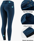 BALEAF Women's Riding Pants Full Seat Breeches Equestrian Tights Horseback Horse Jodhpurs High Waist Silicone Grip Pockets Blue M