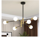 Lanmate 6-Light Sputnik Chandelier, Black Gold Mid Century Chandelier Modern Ceiling Light Fixture Hanging Industrial Vintage Pendant Lighting for Kitchen Island Dining Room Living Room Hallway