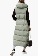 Women's Long Quilted Vest Hooded Maxi Length Sleeveless Puffer Vest Padded Coat Winter Outerwear