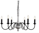 Modern Farmhouse Chandelier, French Country Vintage Black Dining Room Iron Candle Chandelier for Kitchen Island, Living Room, Bedroom Antique Industrial Chandelier (Gray Black, 6 Lights)