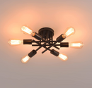 Upgraded 6-Light Ceiling Light Fixture, Semi Flush Mount Modern Sputnik Chandelier, Industrial Ceiling Lamp Farmhouse Lighting for Kitchen Dining Room Bedroom Office (No Assembly Required)