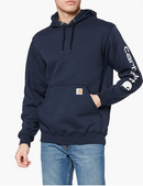 Carhartt Men's Loose Fit Midweight Logo Sleeve Graphic Sweatshirt, Navy (Large)