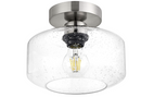 Semi Flush Mount Ceiling Light, Seeded Clear Glass Shade Light Fixtures with Brushed Nickel Finish for Hallway, Schoolhouse, Entryway, Kitchen, Dining Room, Bedroom