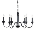 Farmhouse Dining Room Chandelier, Black 6-Lights Candelabra Industrial Chandelier for Dining Room Kitchen Island Living Room Foyer Bedroom Rustic Chandelier, 28 inches