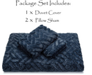 Chanasya Soft Cloud Faux Fur Duvet Comforter Cover Bedding Set King Size - 3 Piece Combo Set - Textured Embossed Fuzzy Soft Velvet Mink Bedcover - Zipper Closure Machine Washable - Navy Blue