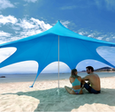 fayloch Beach Tent Canopy Sun Shade UPF50+, Easy Pop Up Anti-Wind Sun Shelter w/Stable Pole Anchor, Carry Bag, Ground Pegs, Sand Shovel, Portable Star Shade Tent for Outdoor Camping, Fishing, Picnics