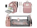 3 in 1 Diaper Bag Backpack with Bassinet Bed Mat Pad Portable Travel Convertible Bags Newborn Registry Baby Shower Gifts Essentials Accessories Stuff for Girls Boys Men Dad Mom Pink