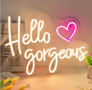 Hello Gorgeous Neon Signs for Wall Decor, Romantic Led Neon Sign for Wedding, Party, Adjustable Neon Light Sign for girls Bedroom, Bar Decor - by Colysor, Warm White