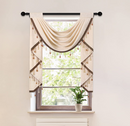 Beige Chenille Waterfall Valance for Living Room,Single Hollow Swag Valance for Bedroom Kitchen Curtains, Rod Pocket, 1 Panel