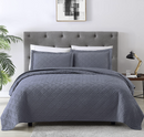 EXQ Home Quilt Set Full/Queen Size Blue 3 Piece,Lightweight Soft Coverlet Modern Style Squares Pattern Bedspread Set for All Season(1 Quilt,2 Pillow Shams)