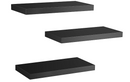 AMADA HOMEFURNISHING Floating Shelves, Wall Shelves for Bathroom/Living Room/Bedroom/Kitchen Decor, Black Shelves with Invisible Metal Brackets 3 Sets - AMFS07