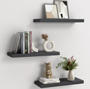 AMADA HOMEFURNISHING Floating Shelves, Wall Shelves for Bathroom/Living Room/Bedroom/Kitchen Decor, Black Shelves with Invisible Metal Brackets 3 Sets - AMFS07