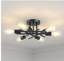 YONOK 6 Lights Semi Flush Mount Ceiling Light Fixtures, Solid Kitchen Light Fixtures Ceiling Mount, Easy Assembled Modern Chandelier wtih E26 Bulb Base for Bedroom Living Room.