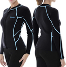 GoldFin Wetsuit Top Womens 2mm Neoprene Wetsuit Jacket Ladies Long Sleeve Wetsuit Shirt for Water Aerobics Diving Surfing Kayaking (Update Black/Stripes, L)