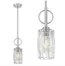 Hopejoy Mini Pendant Lighting 8-Inch, Modern Hanging Light with Glass Shade for Kitchen and Dining Room, Brushed Nickel Finish, P301/1-SN