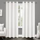 Set of 2 84''x52'' Tweed Textured Linen Woven Blackout Grommet Top Window Curtain Panel White