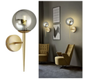 BOKT Glass Wall Light Fixtures Mid Century Wall Sconce Golden Vanity Lights with Smoke Gray Glass Shade, Metal Wall Sconce Lighting for Living Dining Room Hallway (Smoke Gray Shade, 2 Pack)
