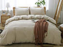 100% Washed Cotton Duvet Cover King Size, Beige Fade-Resistant Natural Bedding Set (No Comforter), 104x90 Inches