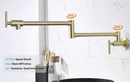 Havin Pot Filler,Pot Filler Faucet Wall Mount,Brass Material,with Double Joint Swing Arms,with Two cartridges to Control Water Style A (Gold)