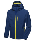 Mapamyumco Men's Waterproof Windproof Light Jacket, Breathable Stretch Rain Jacket Removable Hood for Hiking Travel Golf Dark Blue 2XL