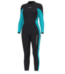 Hevto Women Wetsuits 3mm Neoprene Full Diving Wet Suit Surfing Long Sleeve Keep Warm in Cold Water Back Zipper for Swimming SUP (WL1-Blue1, M)